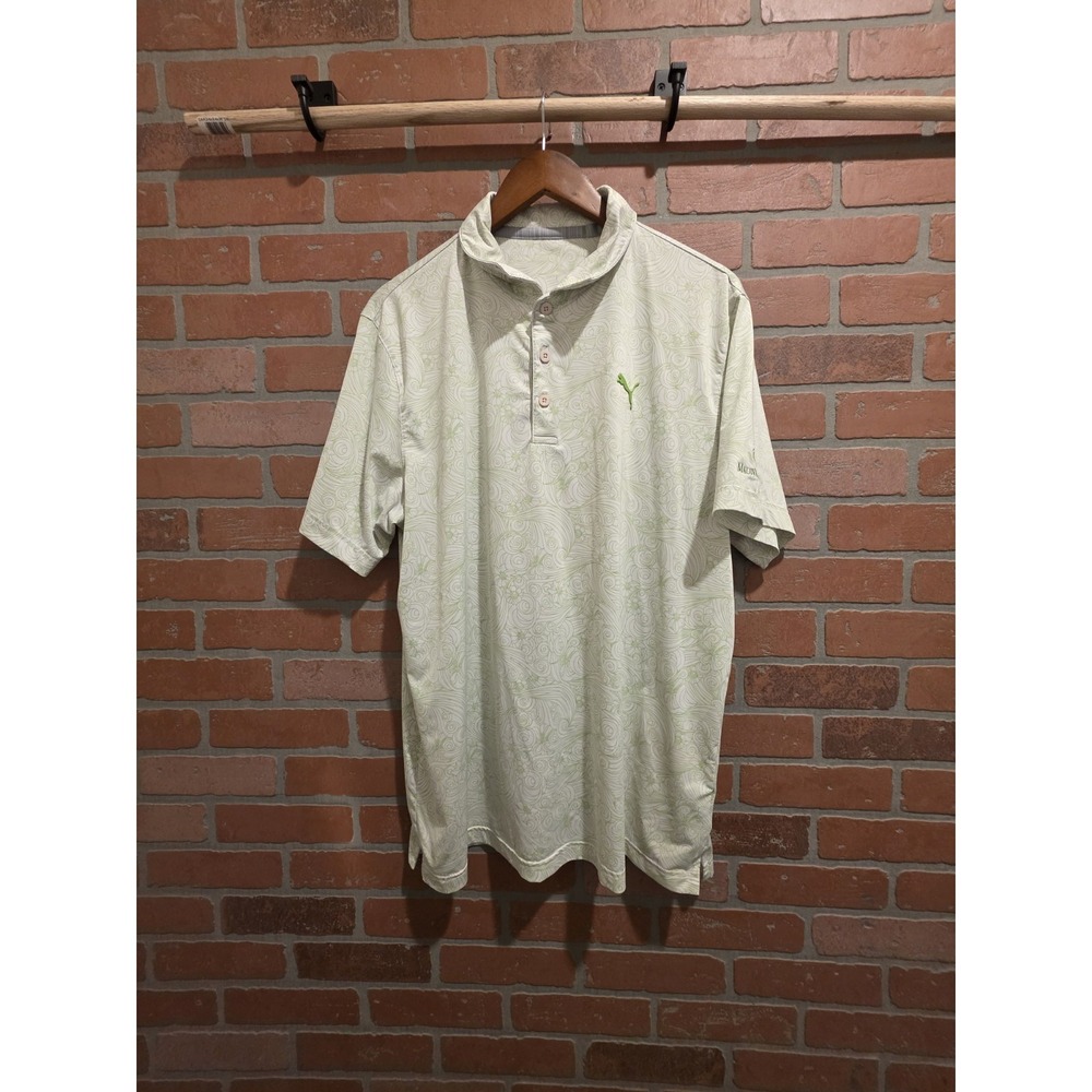 PUMA Golf Polo Shirt Green Stretch  Polyester  Large **read description **Sku 96